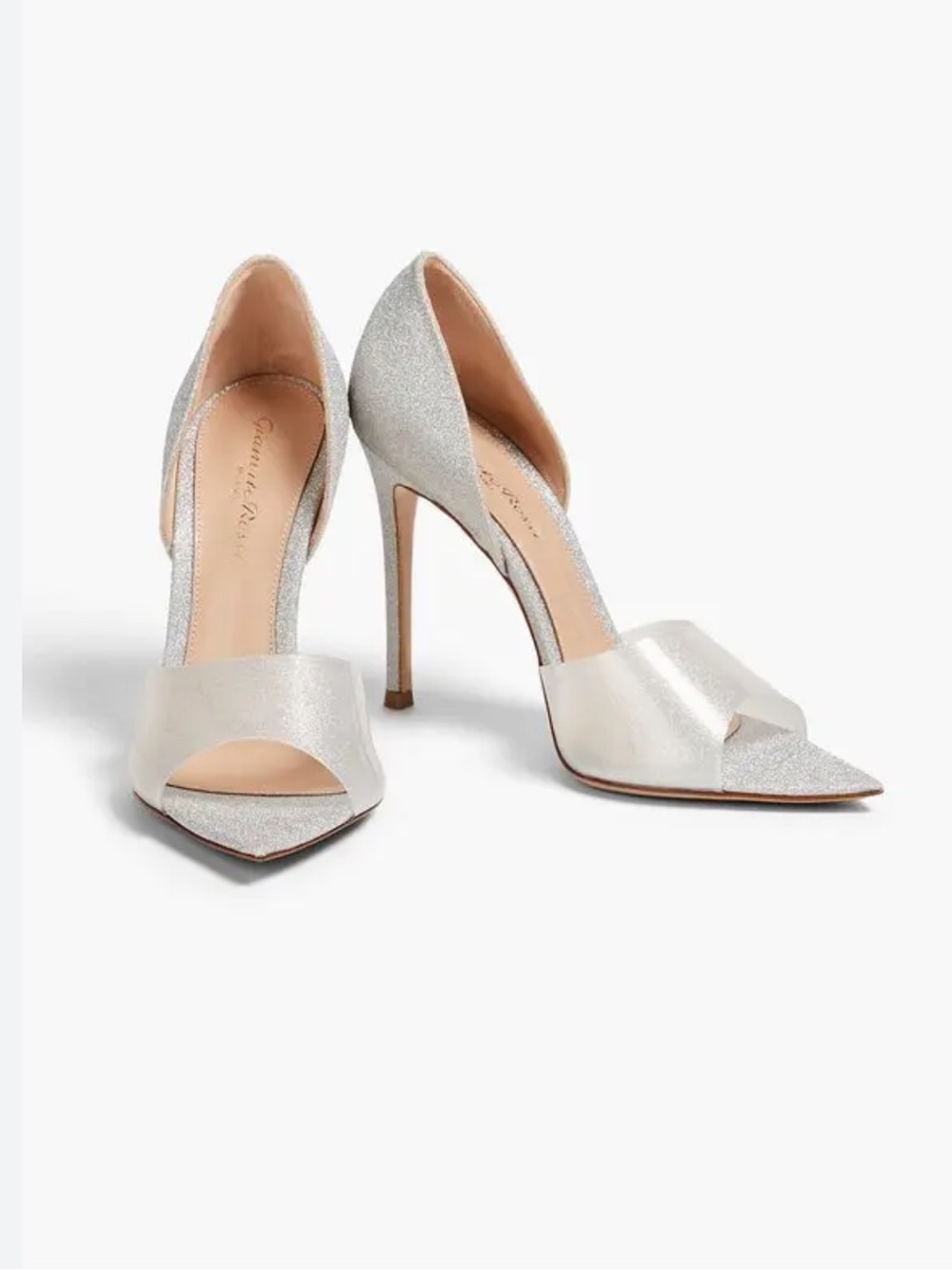 Gianvito Rossi Bree Glass Glitter & Bright Lights Pointed Open Toe Pumps Size 39